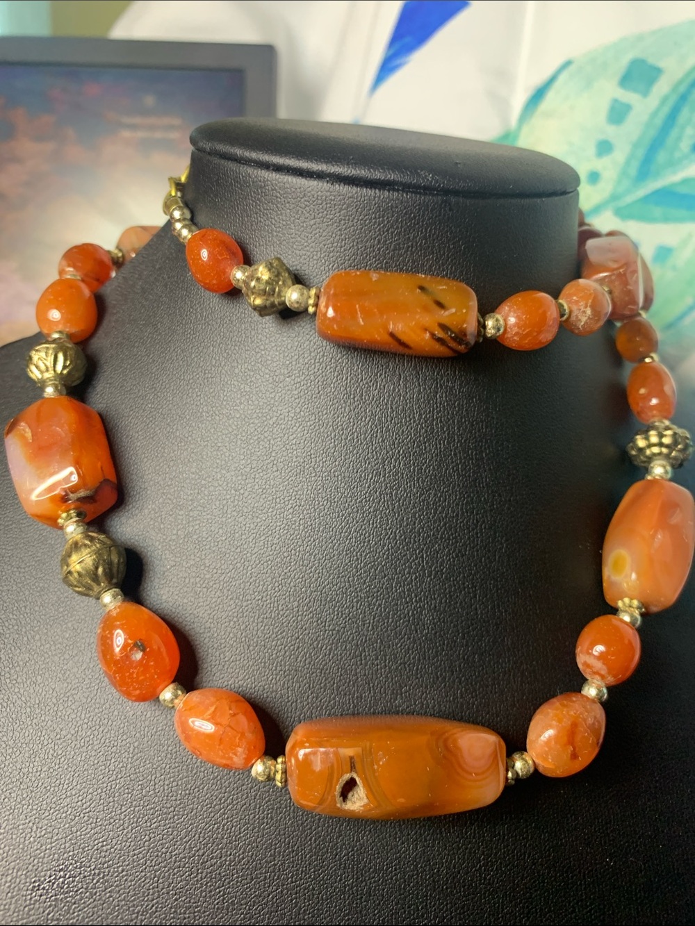 Handcrafted Orange Agate Beaded Necklace - Women Jewelry